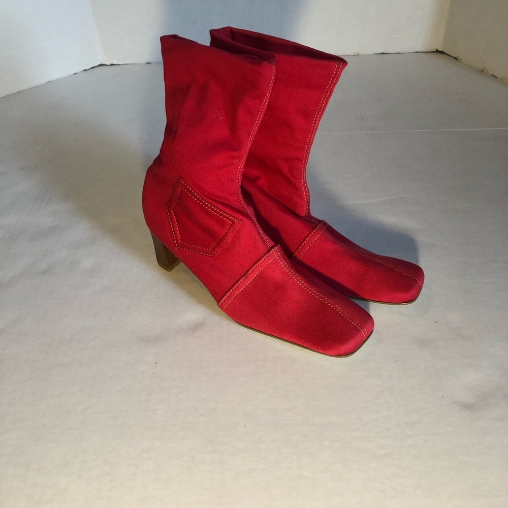 Ankle slip on boots red